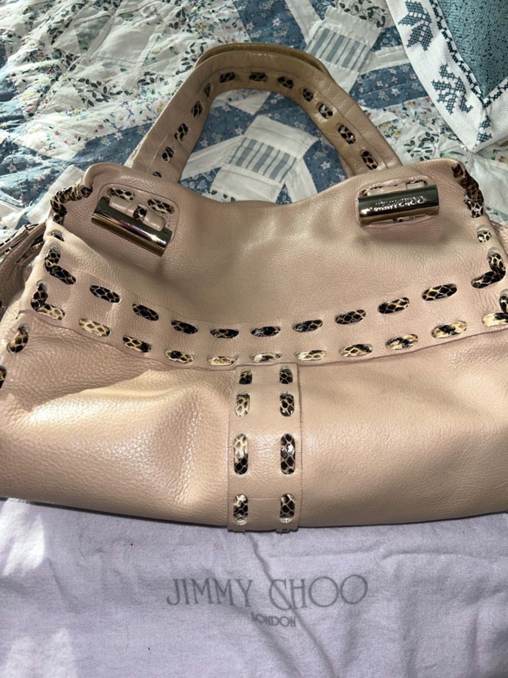 Jimmy Choo, yummy pebbled, and woven  leather  bag and dust bag - Picture 15 of 15